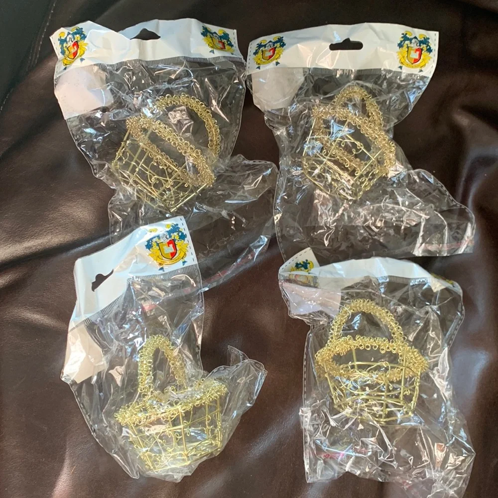 🌞3/$20 Gold Metal Basket Decor / Favor - Set of 4
